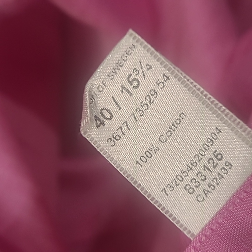 Eton Mens Slim Semi-Twill Contrast Collar Pink Dress Shirt Like New 15 3/4 - Picture 6 of 12